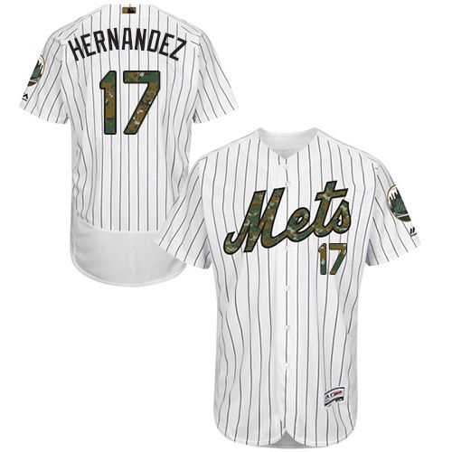 Mets #17 Keith Hernandez White(Blue Strip) Flexbase Authentic Collection Memorial Day Stitched MLB Jersey